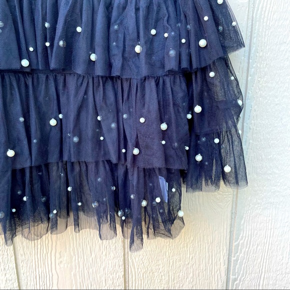 Paradiso Black Mesh Layered /Ruffle Pearl top - Picture 3 of 5